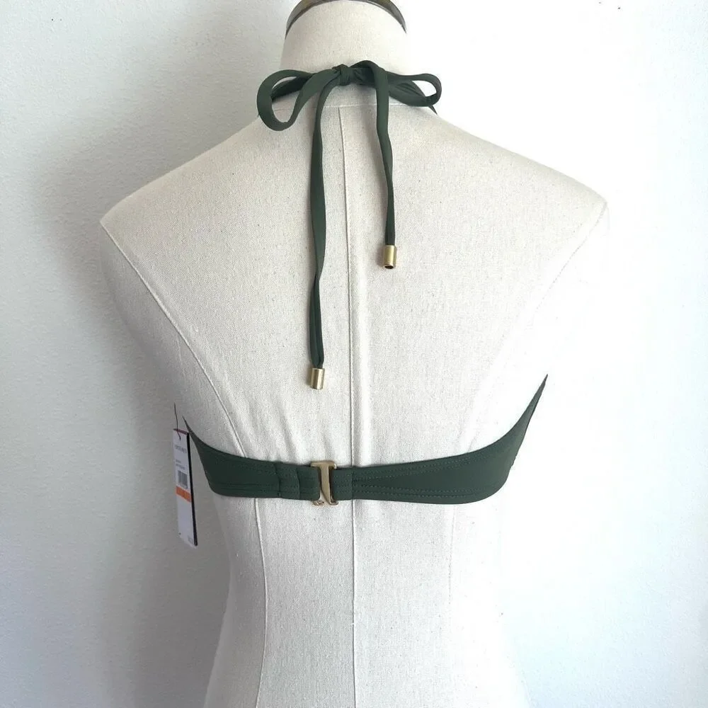 Vince Camuto Serengeti  Ring Cutout Halter Top Safari Green Size Small
